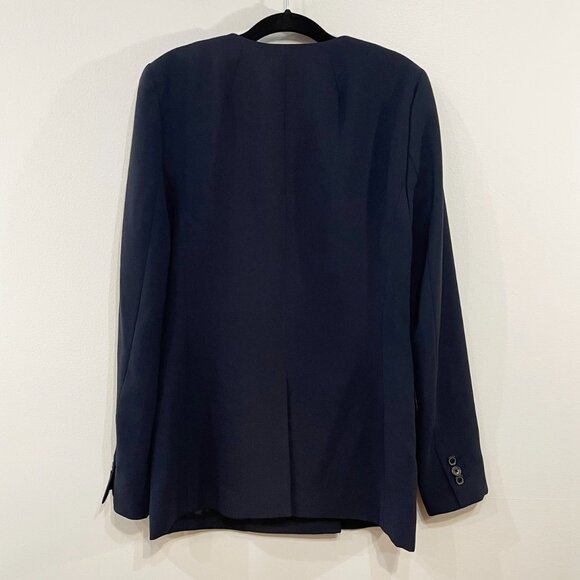New J.Crew Collarless Double-Breasted Crepe Blazer Navy Blue 2 $298 - Picture 4 of 9